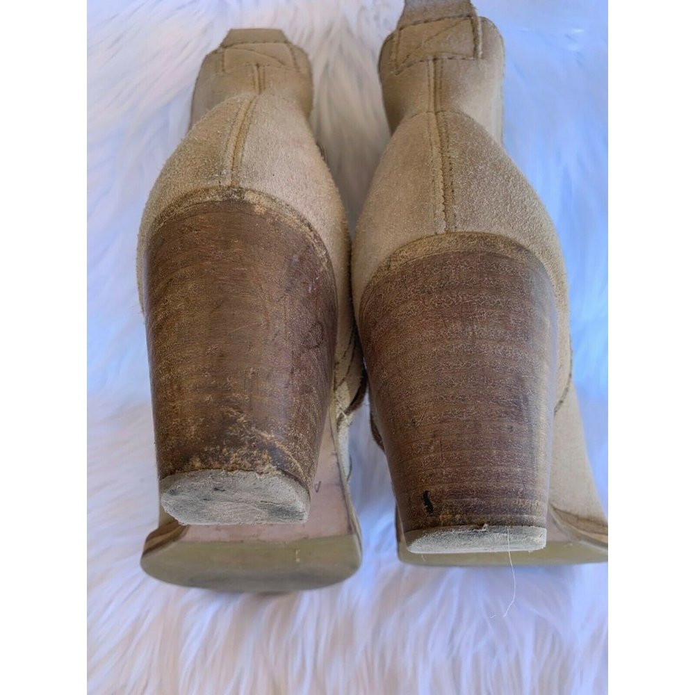 ACNE Studios Taupe Beige Pistol Side Zip Ankle Heel Boots Size EU 37 US 6 - Picture 6 of 8